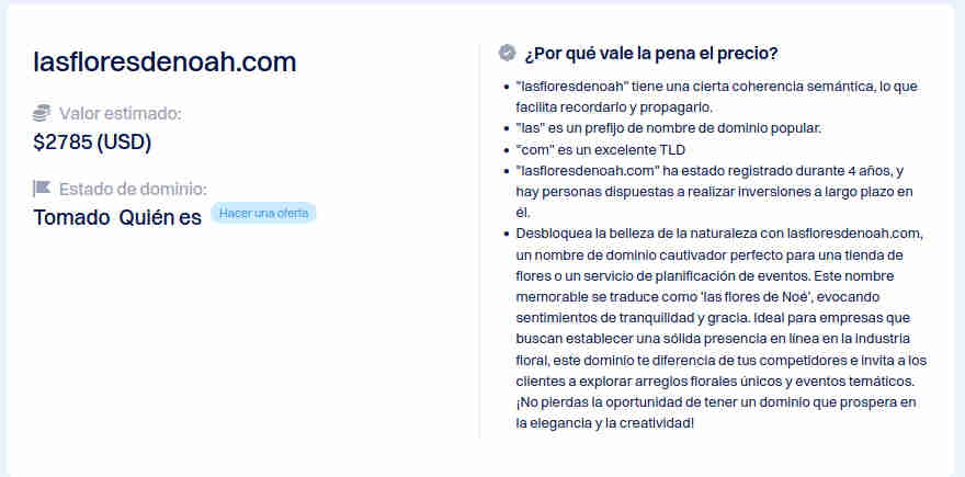 Adquiere
          lasfloresdenoah.com con Diseño Web y E-commerce Listo para
          Vender